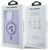 Karl Lagerfeld Liquid silikoninis Karl and Choupette MagSafe Apple iPhone 16 Pro dėklas telefonui violetinės spalvos