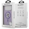 Karl Lagerfeld Liquid Silicone Karl and Choupette MagSafe dėklas skirtas Apple iPhone 17 Pro Max violetinės spalvos