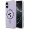 Karl Lagerfeld Liquid Silicone Karl and Choupette MagSafe dėklas skirtas Apple iPhone 17 violetinės spalvos