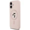 Dėklas Karl Lagerfeld Silicone Karl&Choupette Ring MagSafe skirtas Apple iPhone 17 rožinės spalvos
