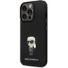 Apple iPhone 15 Pro Karl Lagerfeld silikoninis dėklas Ikonik Metal Pin (KLHCP15LSMHKNPK) juodos spalvos