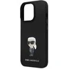 Apple iPhone 15 Pro Karl Lagerfeld silikoninis dėklas Ikonik Metal Pin (KLHCP15LSMHKNPK) juodos spalvos