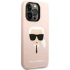 Dėklas Karl Lagerfeld Hardcase Silicone Karl`s Head Magsafe KLHMP14LSLKHLP Galinis dangtelis, Apple, iPhone 14 Pro, Silikoninis, Rožinė, 6.1 "