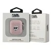 Apple AirPods Karl Lagerfeld Cover Monogram Choupette Head ausinių dėklas rožinės spalvos