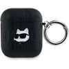 Juodas AirPods dėklas su Choupette aplikacija ir žiedu