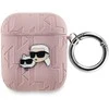 Apple AirPods Karl Lagerfeld Cover Monogram Karl & Choupette Head ausinių dėklas rožinės spalvos
