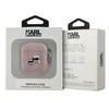 Apple AirPods Karl Lagerfeld Cover Monogram Karl & Choupette Head ausinių dėklas rožinės spalvos