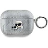 Karl Lagerfeld PU Embossed Karl and Choupette Heads dėklas ausinėms AirPods Pro sidabrinės spalvos