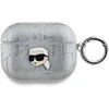 Karl Lagerfeld PU Embossed Karl Head dėklas ausinėms AirPods Pro sidabrinės spalvos