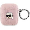 Apple AirPods Karl Lagerfeld Cover Monogram Karl Head ausinių dėklas rožinės spalvos