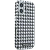 Karl Lagerfeld PU Houndstooth Resin Plate MagSafe dėklas skirtas Apple iPhone 17 juodos spalvos