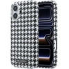 Karl Lagerfeld PU Houndstooth Resin Plate MagSafe dėklas skirtas Apple iPhone 17 juodos spalvos
