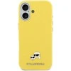 Karl Lagerfeld PU Karl and Choupette Heads Pins MagSafe dėklas skirtas Apple iPhone 17 Geltona