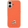Karl Lagerfeld PU Karl and Choupette Heads Pins MagSafe dėklas skirtas Apple iPhone 17 Oranžinis