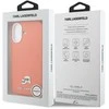 Karl Lagerfeld PU Karl and Choupette Heads Pins MagSafe dėklas skirtas Apple iPhone 17 Oranžinis