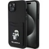 Karl Lagerfeld KLHCP15SSAPKCNPK Apple iPhone 15 / 14 / 13 6.1″ juodos spalvos kietas dėklas Saffiano Cardslot Karl
