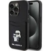 Karl Lagerfeld KLHCP15LSAPKCNPK Apple iPhone 15 Pro 6.1" juodos spalvos kietas dėklas Saffiano Cardslot Karl&Choup