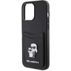Karl Lagerfeld dėklas, skirtas iPhone 15 Pro Max 6,7" KLHCP15XSAPKCNPK juodas kietas dėklas Saffiano Cardslot KC Metal P