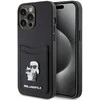 Karl Lagerfeld dėklas, skirtas iPhone 15 Pro Max 6,7" KLHCP15XSAPKCNPK juodas kietas dėklas Saffiano Cardslot KC Metal P