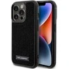 Karl Lagerfeld dėklas, skirtas iPhone 15 Pro 6,1 KLHCP15LHDSPLK juodos spalvos kietas dėklas , skirtas Rhinestone Logo Metal Plate