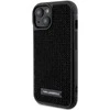 Apple iPhone 15 Karl Lagerfeld dėklas Rhinestone Logo Metal Plate (KLHCP15SHDSPLK) juodos spalvos