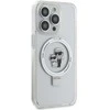 Karl Lagerfeld dėklas, skirtas iPhone 15 Pro 6,1 KLHMP15LHMRSKCH baltos spalvos HC MAGSAFE RINGSTAND KC