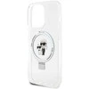 Karl Lagerfeld dėklas, skirtas iPhone 15 Pro 6,1 KLHMP15LHMRSKCH baltos spalvos HC MAGSAFE RINGSTAND KC