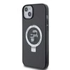 Apple iPhone 15 Plus Karl Lagerfeld dėklas Ring Stand Karl&amp;Choupettte MagSafe (KLHMP15MHMRSKCK) juodos spalvos