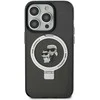 Karl Lagerfeld Ringstand Karl and Choupette MagSafe Apple iPhone 16 Pro Max dėklas telefonui juodos spalvos
