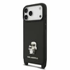 Dėklas Karl Lagerfeld Saffiano Crossbody Strap Metal Karl and Choupette Case for iPhone 18 Pro Juoda