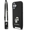 Karl Lagerfeld Saffiano Crossbody Strap Metal Karl and Choupette dėklas skirtas Apple iPhone 17 juodos spalvos