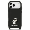 Dėklas Karl Lagerfeld Saffiano Crossbody Strap Metal Karl and Choupette Case for iPhone 18 Pro Max Juodas
