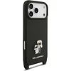 Dėklas Karl Lagerfeld Saffiano Crossbody Strap Metal Karl and Choupette Case for iPhone 18 Pro Juoda