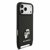 Dėklas Karl Lagerfeld Saffiano Crossbody Strap Metal Karl and Choupette Case for iPhone 18 Pro Max Juodas