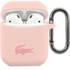 Lacoste Liquid silikoninis Glossy Printing Logo dėklas skirtas Apple AirPods 1/2 rožinės spalvos