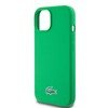 Lacoste Liquid Silicone Microfiber Croc Logo MagSafe dėklas skirtas Apple iPhone 15 žalios spalvos