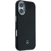 Mercedes PU Leather Wood Semi Wrap MagSafe dėklas skirtas Apple iPhone 17 juodos spalvos