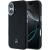 Mercedes PU Leather Wood Semi Wrap MagSafe dėklas skirtas Apple iPhone 17 juodos spalvos