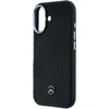 Mercedes PU Leather Wood Semi Wrap MagSafe dėklas skirtas Apple iPhone 17 juodos spalvos