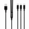 OBAL:ME 3in1 AllConnect greito įkrovimo USB-A/USB-C, Lightning, Micro-USB kabelis 1.2m juodos spalvos
