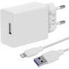 OBAL:ME sieninis įkroviklis USB-A 10W + USB-A/Lightning kabelis 1m baltos spalvos