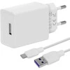 OBAL:ME laidinis įkroviklis USB-A 10W + USB-A/USB-C kabelis 1m baltos spalvos