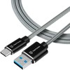 Tactical Fast Rope Kevlar kabelis USB-A/USB-C 0.3m pilkos spalvos