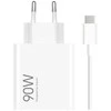 Xiaomi MDY-15-EK USB-A 90W kelioninis įkroviklis + USB-C 6A duomenų kabelis, baltas (didmeninis)