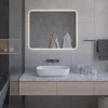 Mirrorsled Skaidrus veidrodis su LED galiniu apšvietimu 1000x700 (apvalinti kampai) + mygtuku