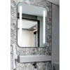 Mirrorsled Skaidrus veidrodis su LED priekiniu apšvietimu 800x1000 (apvalinti kampai, juostos) + mygtuku