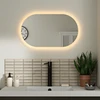 Mirrorsled Skaidrus veidrodis su LED priekiniu apšvietimu 600x1000 (30mm) piliulė + mygtuku