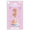 Balon foliowy 13 cm na patyku cyfra 3 auksinė GODAN BC-5RZ3
