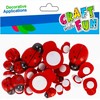 Dekoracija iš medžio CRAFT with FUN Ladybirds, lipni, 24 vnt., įvairių dydžių