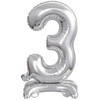 GoDan B&C folijos balionas Stovintis numeris 3, sidabrinis, 38 cm